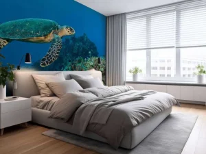 Discount Karetschildpad bij een koraalrif fotobehang Dieren