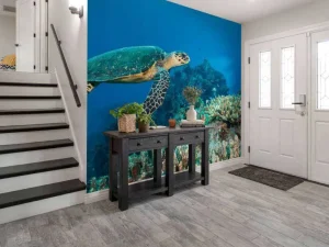 Discount Karetschildpad bij een koraalrif fotobehang Dieren