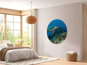 Discount Karetschildpad bij een koraalrif fotobehang Dieren