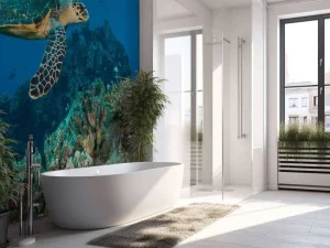 Discount Karetschildpad bij een koraalrif fotobehang Dieren