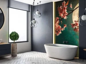 Best Kersenbloesem met de maan op de achtergrond fotobehang Bloemen