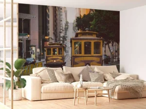Online Klassieke trams in San Francisco fotobehang Transport | Architectuur