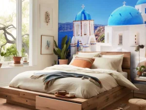 Fashion Klein kerkje op Santorini fotobehang Architectuur