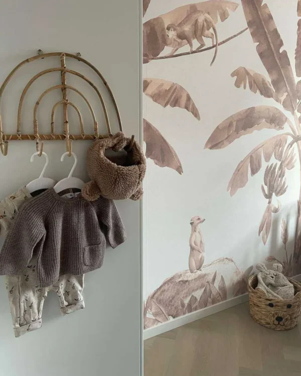 New Kleine jungle dieren in taupe Kinderkamer