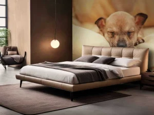 Outlet Kleine puppy slaapt op een kussen fotobehang Dieren