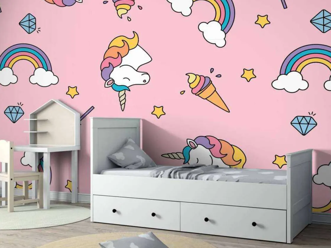 kleurrijke_eenhoorn_patro_1.webp Fashion Kleurrijke eenhoorn patroon Kinderkamer | Dieren
