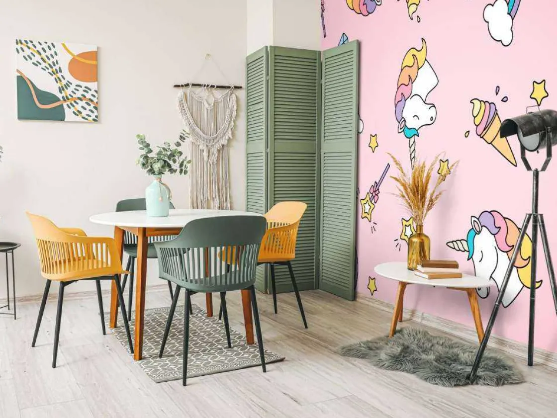 kleurrijke_eenhoorn_patro_10.webp Fashion Kleurrijke eenhoorn patroon Kinderkamer | Dieren