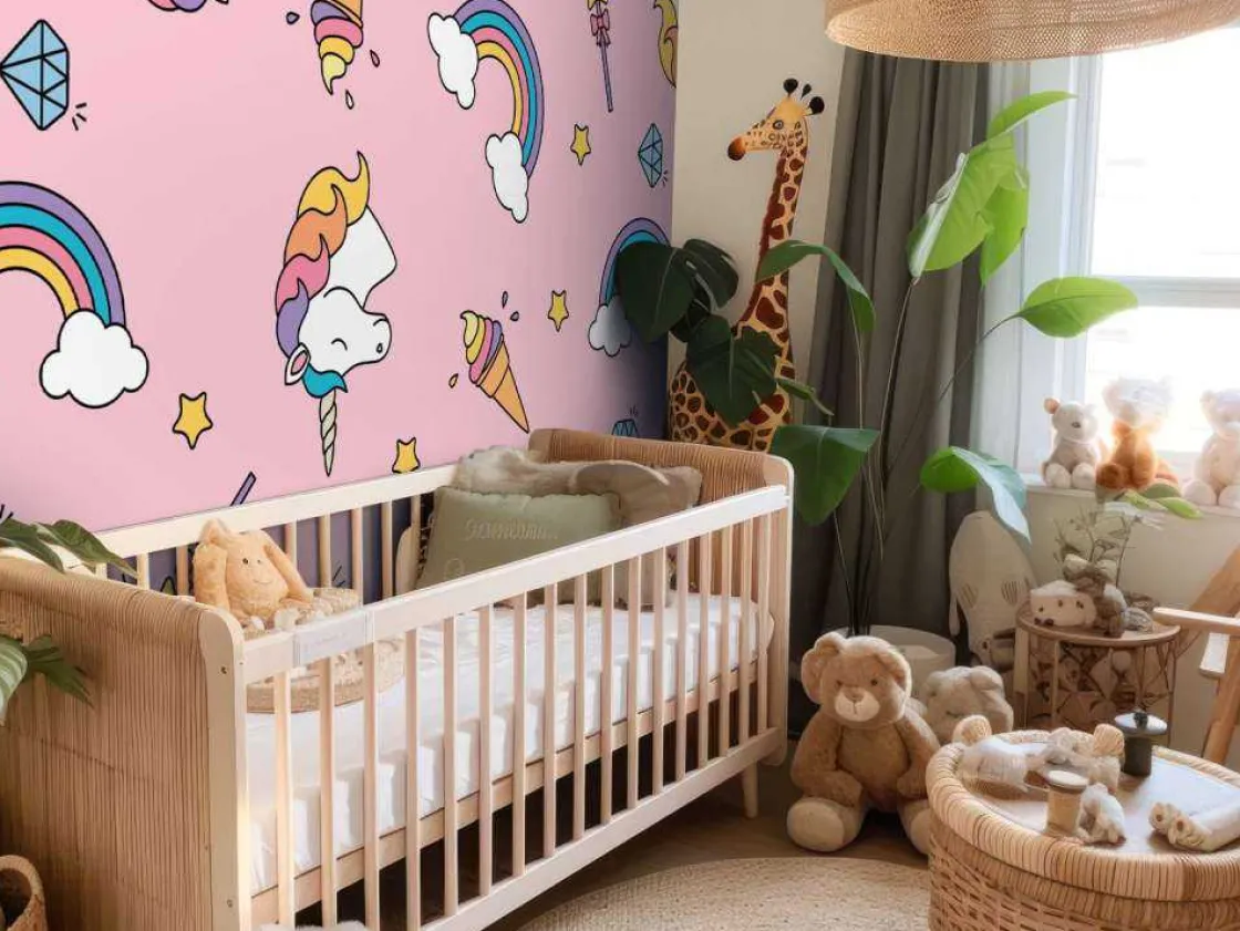 kleurrijke_eenhoorn_patro_2.webp Fashion Kleurrijke eenhoorn patroon Kinderkamer | Dieren