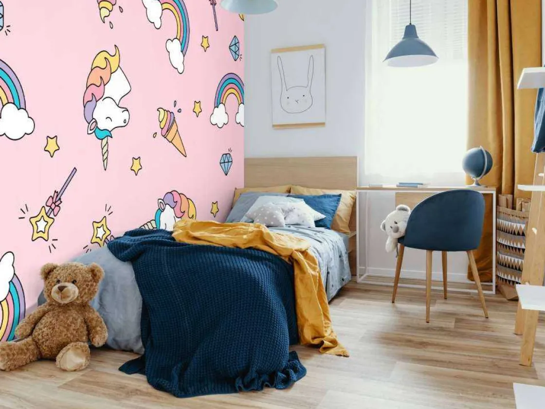 kleurrijke_eenhoorn_patro_4.webp Fashion Kleurrijke eenhoorn patroon Kinderkamer | Dieren
