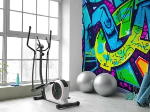 Online Kleurrijke graffiti creatie op een muur fotobehang Tienerkamer | Kunst & Design