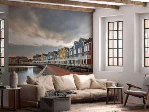Best Kleurrijke huizen in Houten fotobehang Architectuur
