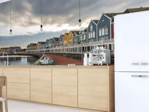 Best Kleurrijke huizen in Houten fotobehang Architectuur