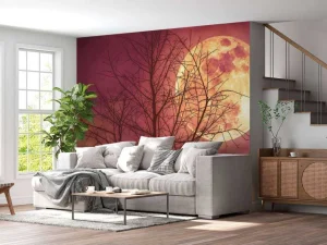 Fashion Kleurrijke maan design fotobehang Bloemen