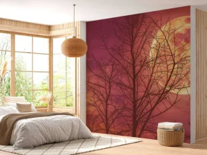 Fashion Kleurrijke maan design fotobehang Bloemen
