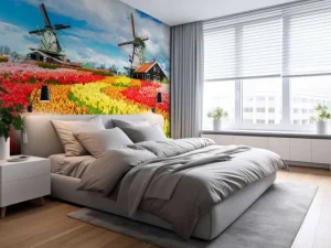 Hot Kleurrijke tulpen creatie fotobehang Steden | Architectuur