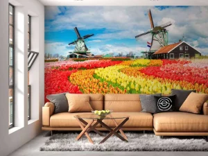 Hot Kleurrijke tulpen creatie fotobehang Steden | Architectuur