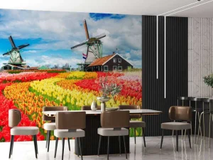 Hot Kleurrijke tulpen creatie fotobehang Steden | Architectuur