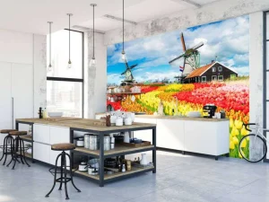 Hot Kleurrijke tulpen creatie fotobehang Steden | Architectuur