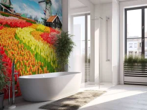 Hot Kleurrijke tulpen creatie fotobehang Steden | Architectuur