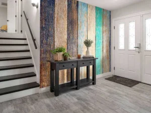 Sale Kleurrijke verticale planken fotobehang Oppervlakten