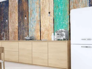 Sale Kleurrijke verticale planken fotobehang Oppervlakten