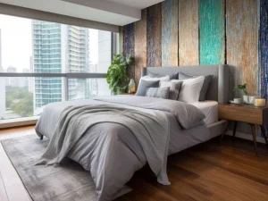Sale Kleurrijke verticale planken fotobehang Oppervlakten