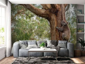 Fashion Koala klimt in een boom fotobehang Dieren | Bloemen