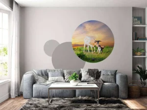 Fashion Koe en Kalf zonsondergang fotobehang Dieren