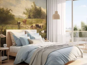 Sale Koeien bij een plas fotobehang Steden | Architectuur