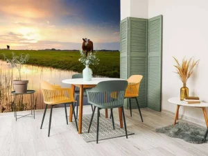 Fashion Koeien in een weiland fotobehang Steden | Architectuur