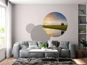 Fashion Koeien in een weiland fotobehang Steden | Architectuur