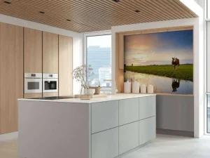 Fashion Koeien in een weiland fotobehang Steden | Architectuur