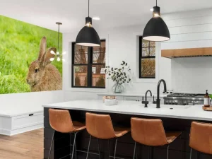 Outlet Konijn op het gras fotobehang Dieren