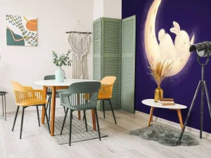 New Konijntje op de maan fotobehang Babykamer