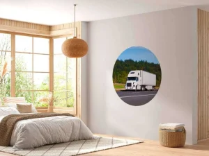 Sale Krachtige witte vrachtwagen in een berglandschap fotobehang Tienerkamer | Kinderkamer