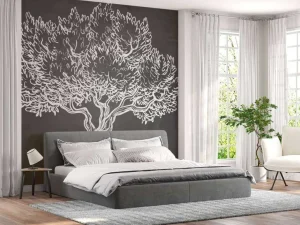 Sale Krijttekening van een olijfboom fotobehang Gang | Bloemen
