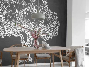 Sale Krijttekening van een olijfboom fotobehang Gang | Bloemen