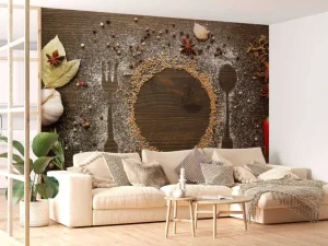 Discount Kruiden op een eettafel fotobehang Keuken