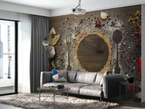 Discount Kruiden op een eettafel fotobehang Keuken