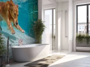 Fashion Labrador speelt onderwater fotobehang Dieren