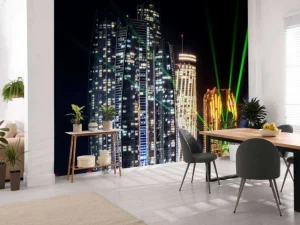 Clearance Lasershow in Dubai fotobehang Architectuur