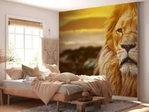 Sale Leeuw in een savanne landschap fotobehang Tienerkamer | Dieren