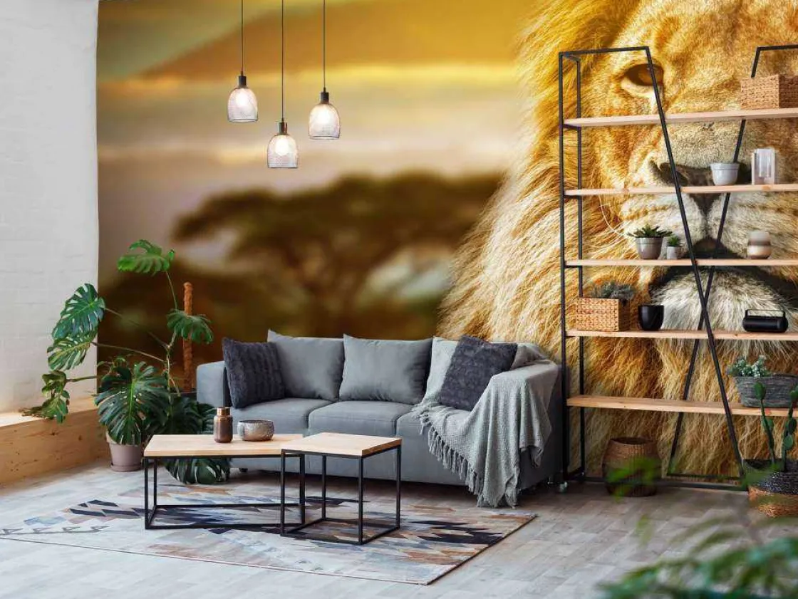 leeuw_in_een_savanne_land_2.webp Sale Leeuw in een savanne landschap fotobehang Tienerkamer | Dieren