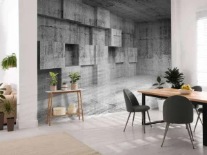 New Lege betonnen interieur met decoratie kubussen op de muur fotobehang 3d