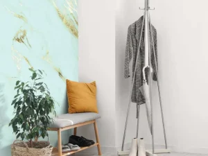 Best Lichtblauw marmer met goud fotobehang Gang | Oppervlakten