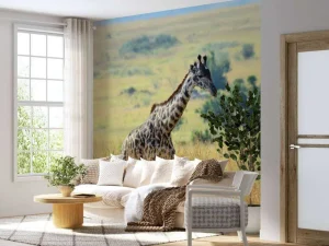 Online Lichte Giraffe in de natuur fotobehang Dieren