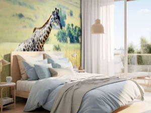 Online Lichte Giraffe in de natuur fotobehang Dieren