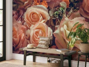 Outlet Liefdevol rozenboeket fotobehang Tienerkamer | Bloemen