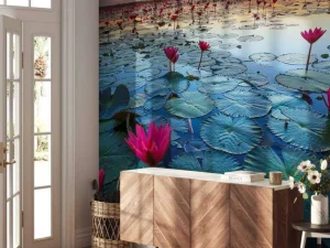 Discount Lotusbloem bij zonsopgang fotobehang Bloemen