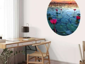Discount Lotusbloem bij zonsopgang fotobehang Bloemen